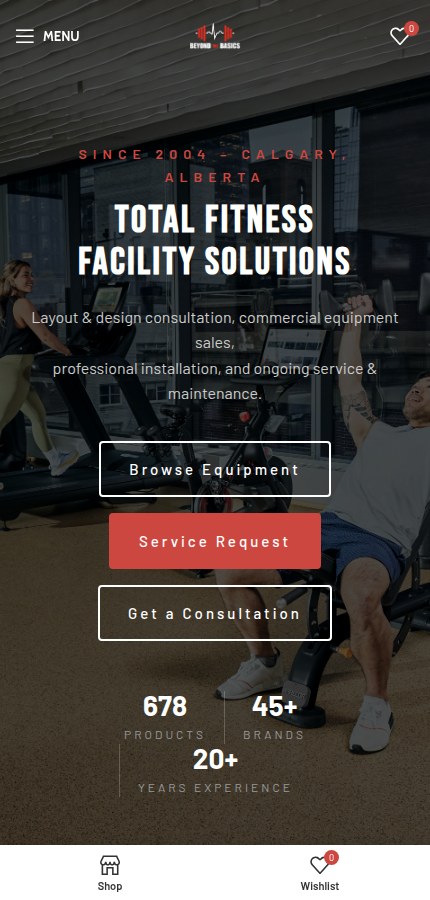 The rebuilt Beyond the Basics Fitness homepage viewed on a phone.