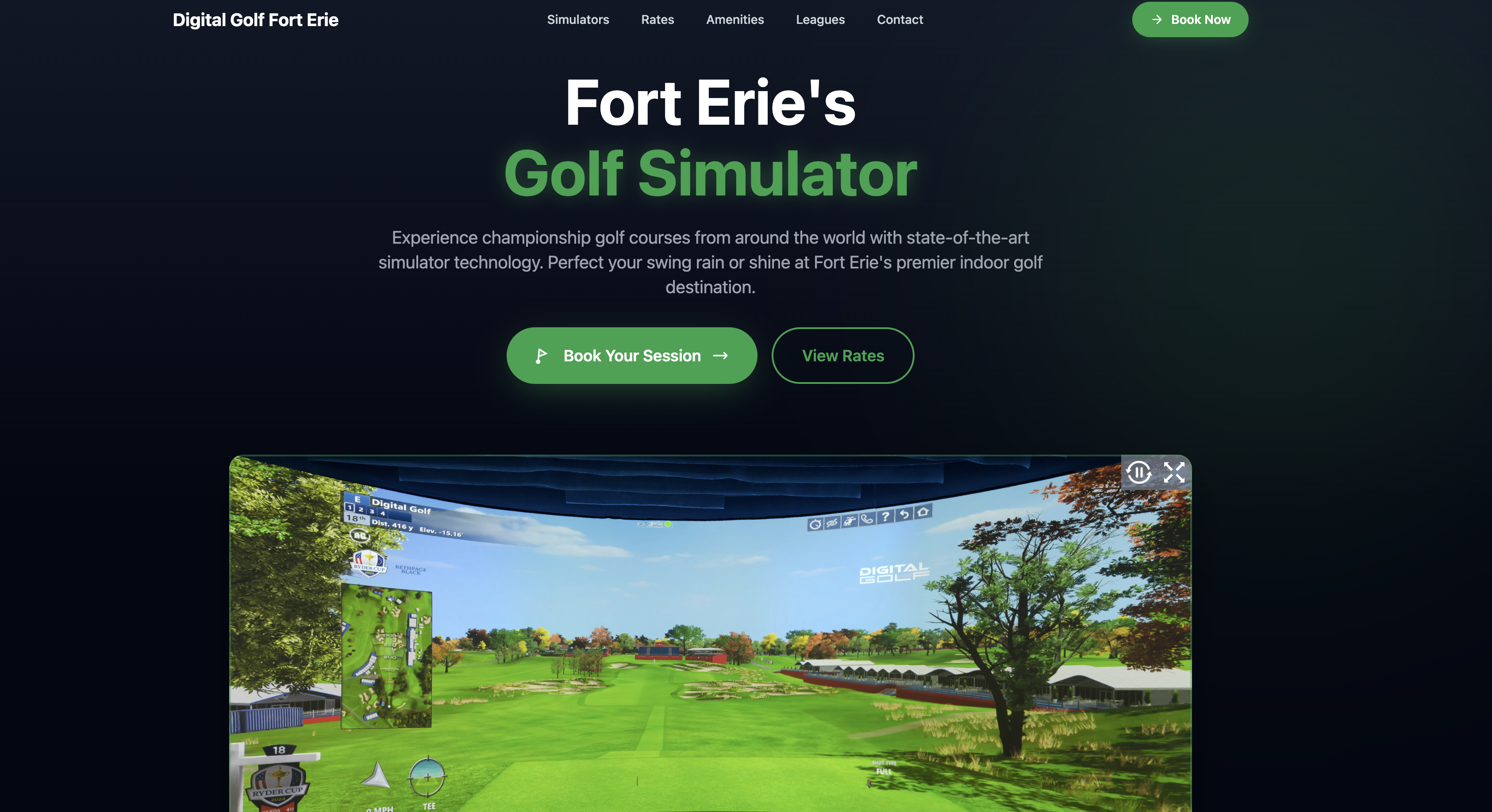 Crop of the Digital Golf Fort Erie homepage.